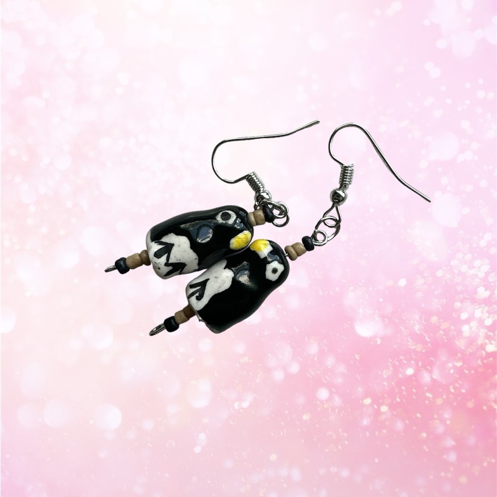 Handmade penguin earrings
